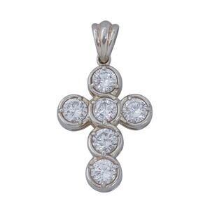 Vintage Sterling Silver 925 Cubic Zirconia Cross Pendant